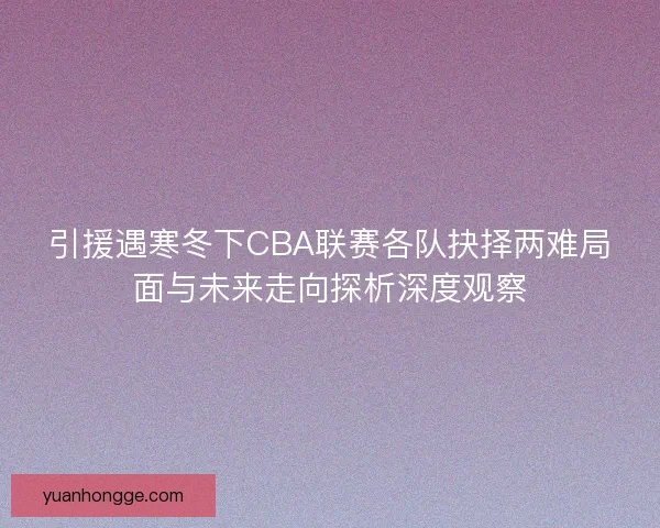 引援遇寒冬下CBA联赛各队抉择两难局面与未来走向探析深度观察 引援遇寒冬下CBA联赛各队抉择两难局面与未来走向探析深度观察