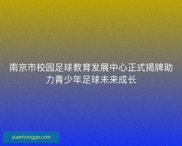 南京市校园足球教育发展中心正式揭牌助力青少年足球未来成长