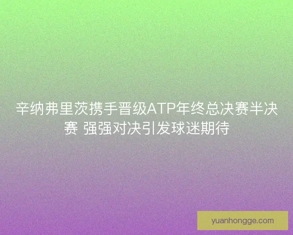 辛纳弗里茨携手晋级ATP年终总决赛半决赛 强强对决引发球迷期待