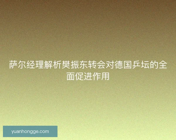 萨尔经理解析樊振东转会对德国乒坛的全面促进作用
